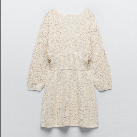 ZARA POINTELLE KNIT DRESS - Picture 3 of 4